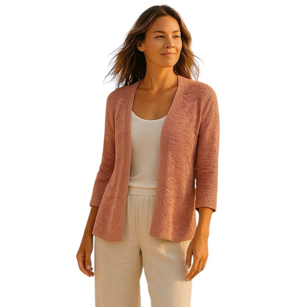 Jana Large Elbow Length Knit Lightweight Cardigan Coastal Grandma Layering